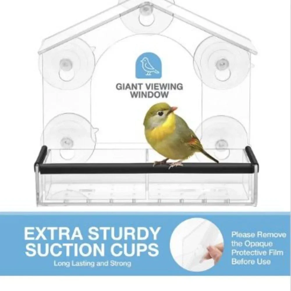 Entirely Zen Window Bird Feeder - All Weather Clear Acrylic Bird Feeder